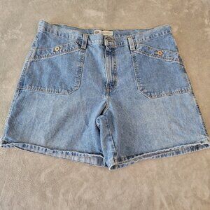 Faded Glory Womens Shorts 18 Plus Medium Blue Denim Zip Fly Pockets SHO4E